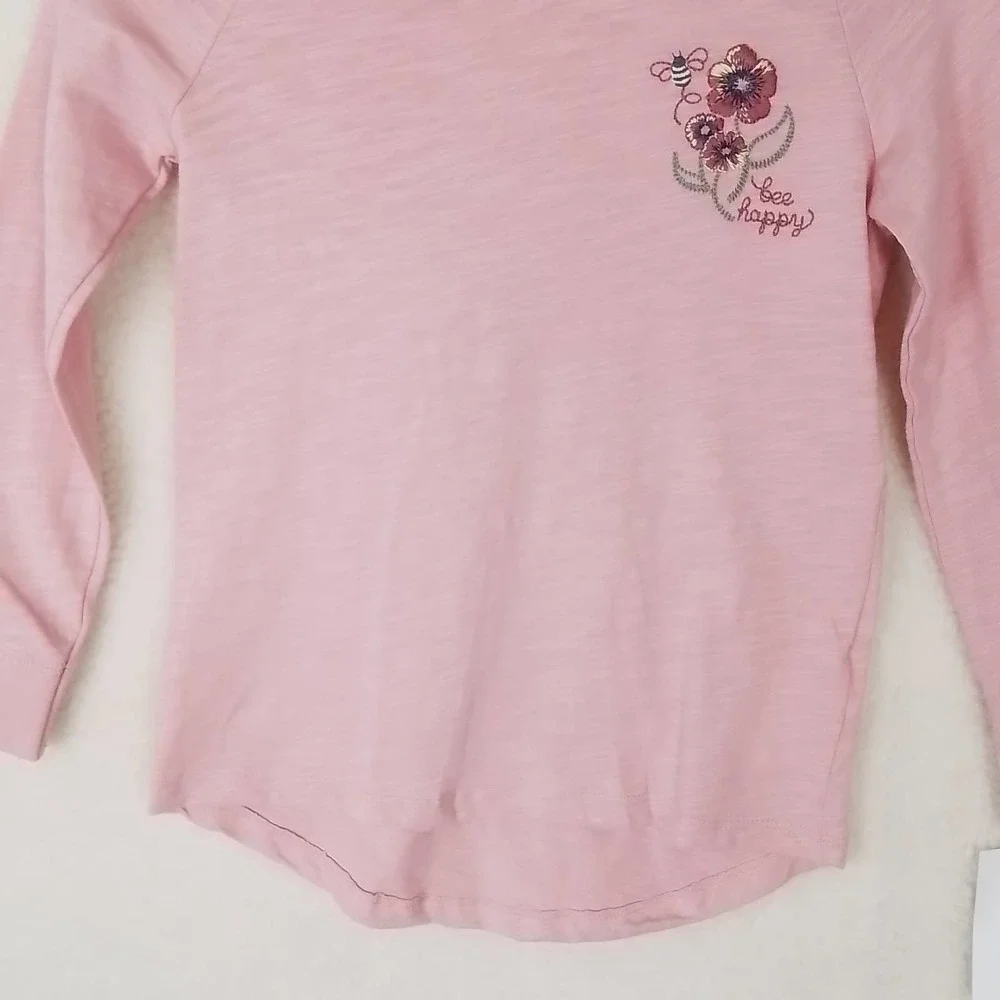 OshKosh Cotton Hoodie‎ Tee Girl's Size 4 Pink w/ Bee Theme